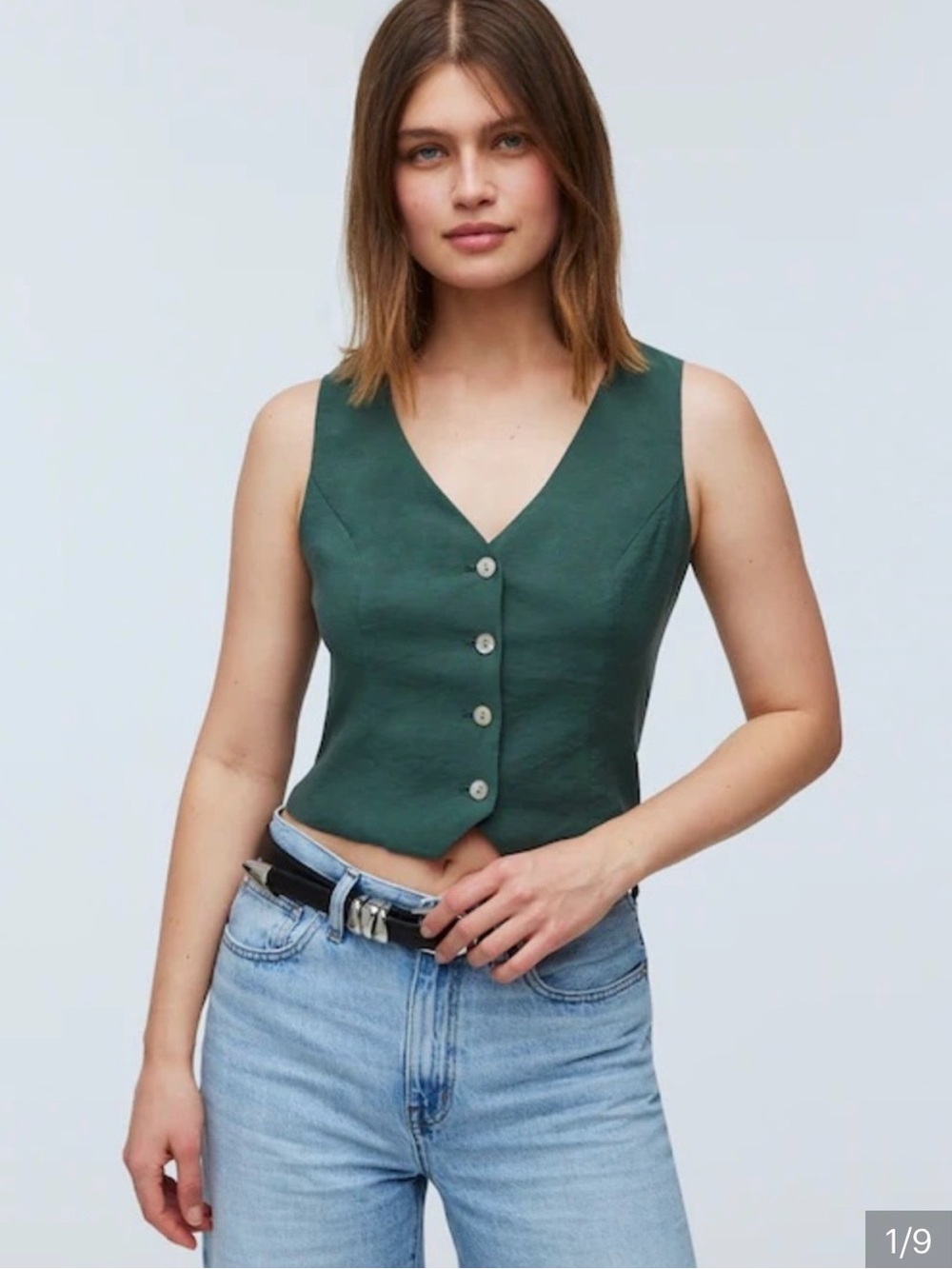 Madewell Katrina Crop Vest in Softdrape Old Spruce